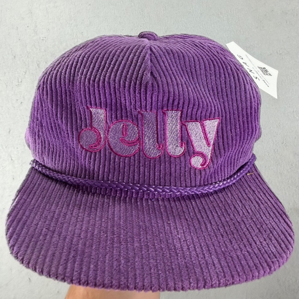Snag Collective Jelly Corduroy Snapback Hat Purple Rope Brim Cap NWT